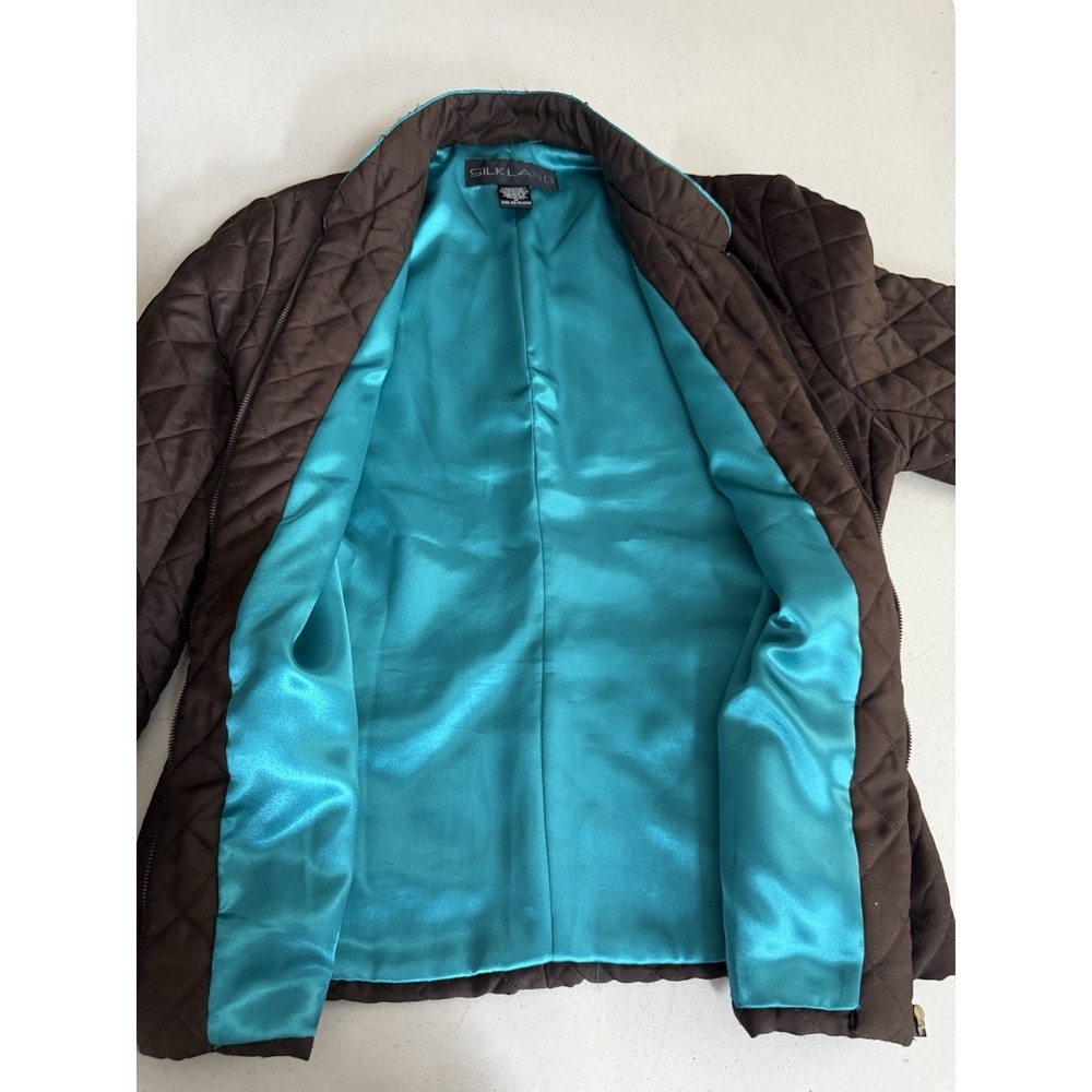 Silkland Quilted Beaded Jacket Brown Turquoise Western Boho Goblincore Artisan‎ - Picture 8 of 16